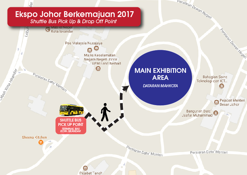 Buses will pick up and drop off passengers at Kota Iskandar Bus Terminal. Buses will pick up and drop off passengers at Kota Iskandar Bus Terminal.